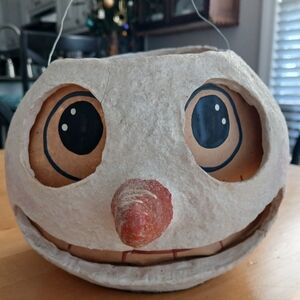 Poliwoggs Large Papier Mache Snowman Container With Wire Handle